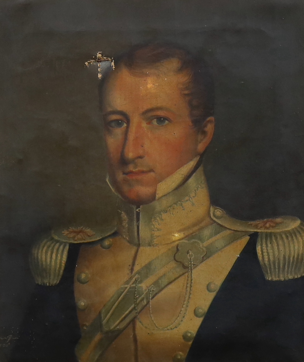 Raja Jivan Ram (Indian, fl.1815-1840), Portrait of Major Bellingham-Smith, 11th Regiment of Light Dragoons (b.1790, d.1866), oil on canvas, 35 x 30cm